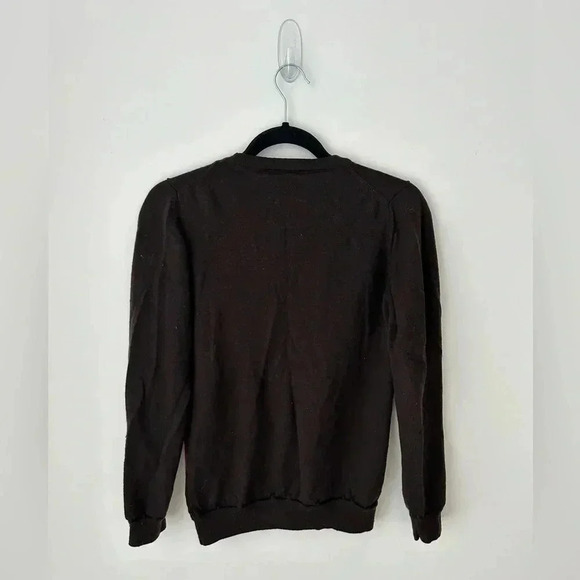 Lacoste fine merino wool argyle brown cardigan sweater - Picture 10 of 11